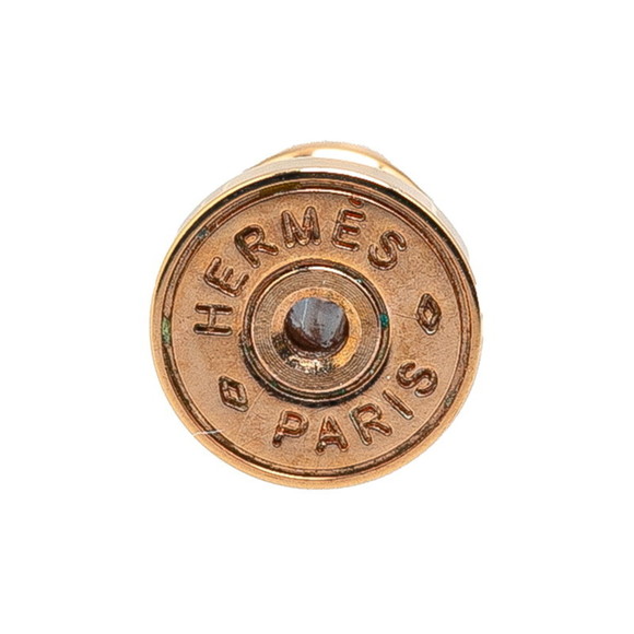 HERMES Heritage Equestre Etrier PM Earrings Gold Pink Plated Swift - Picture 3 of 5